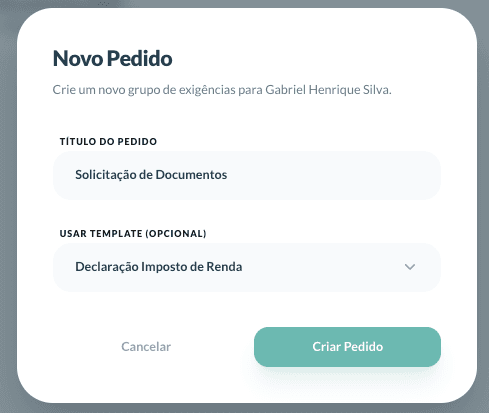 Solicitação de documentos
